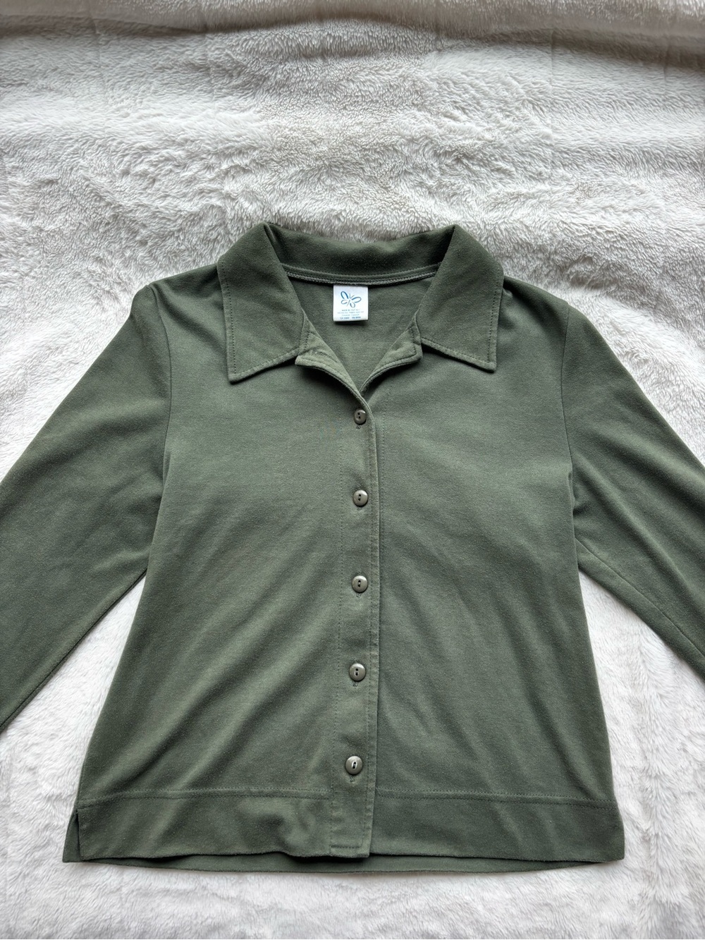 Vintage 90s Weekenders Olive Green Button Up Knit Shacket Shirt - Made in Canada